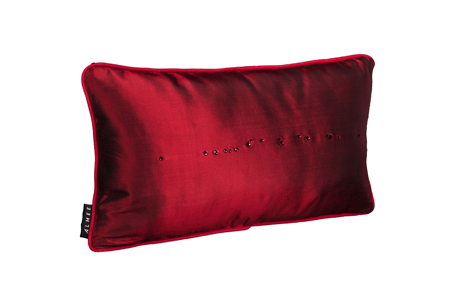 Rouge Elegance zijde  kussen met kristallen