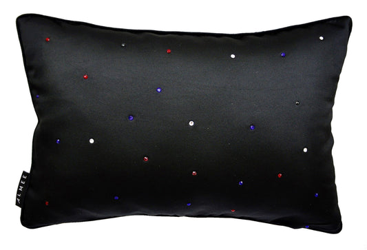 Dutch satijn sierkussen zwart  met kristallen