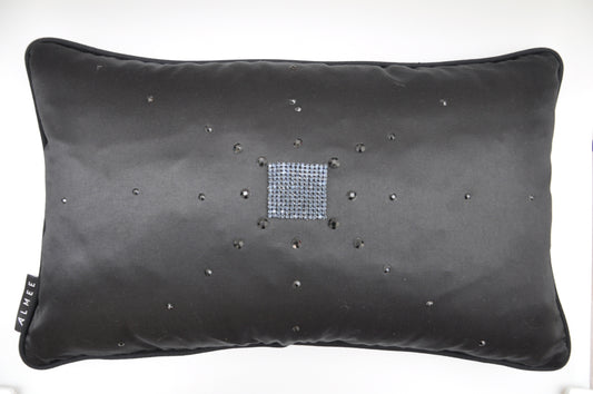 Crystal Mesh  satijn sierkussen zwart  met kristallen