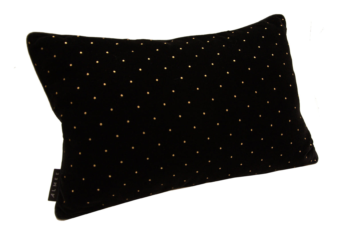 Noir velours sierkussen met gouden stippen