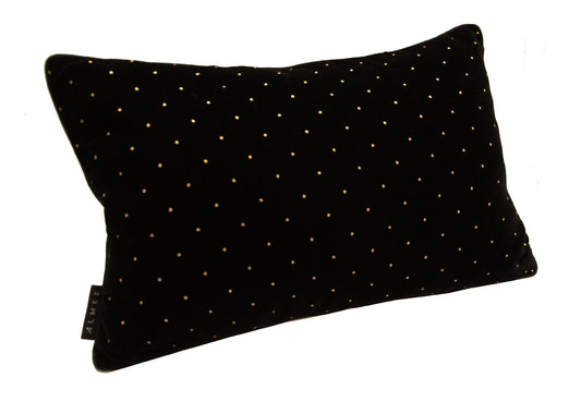 Noir velours sierkussen met gouden stippen