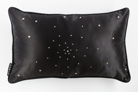 Noir etoiles satijn sierkussen zwart met kristallen